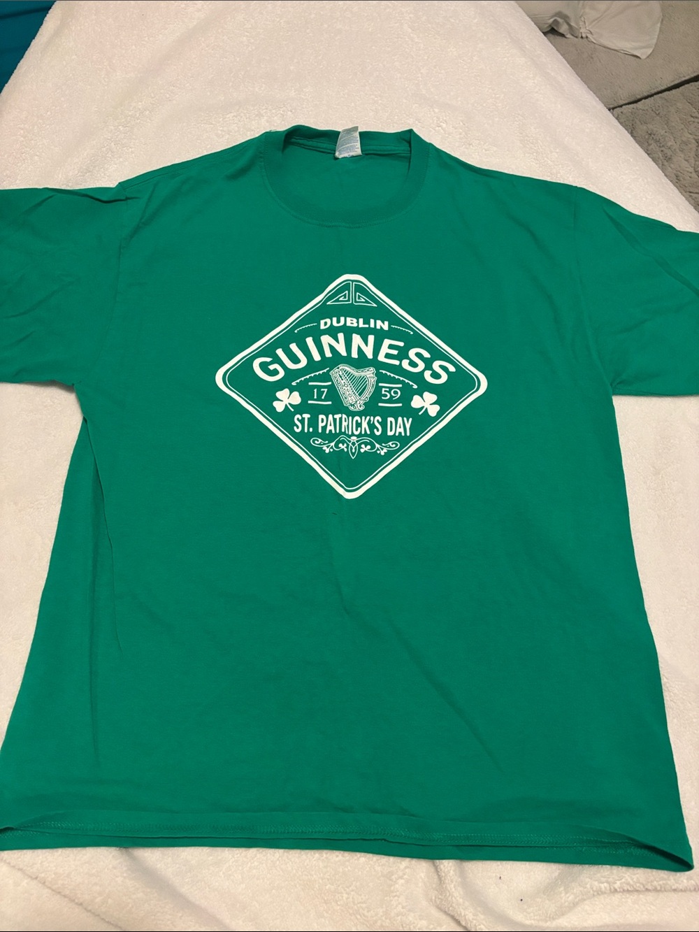 Guinness Green Short Sleeve Tee with White St. Patrick's Graphic